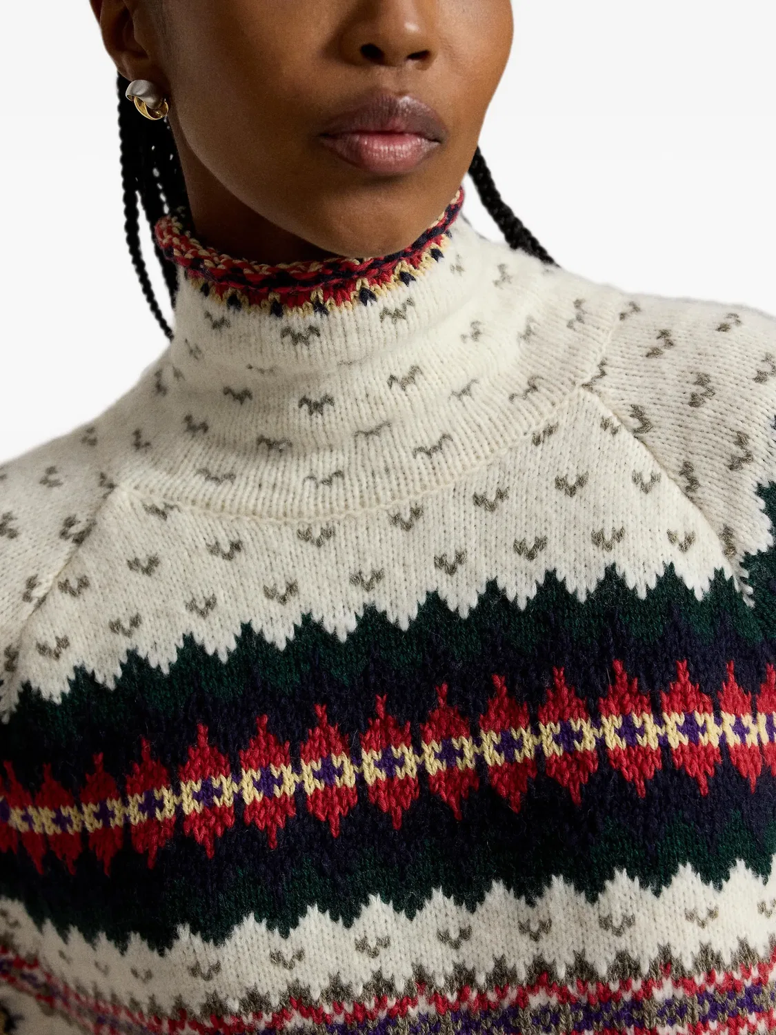 Свитер Fair Isle с высоким воротником Polo Ralph Lauren, нейтральные — фото 4