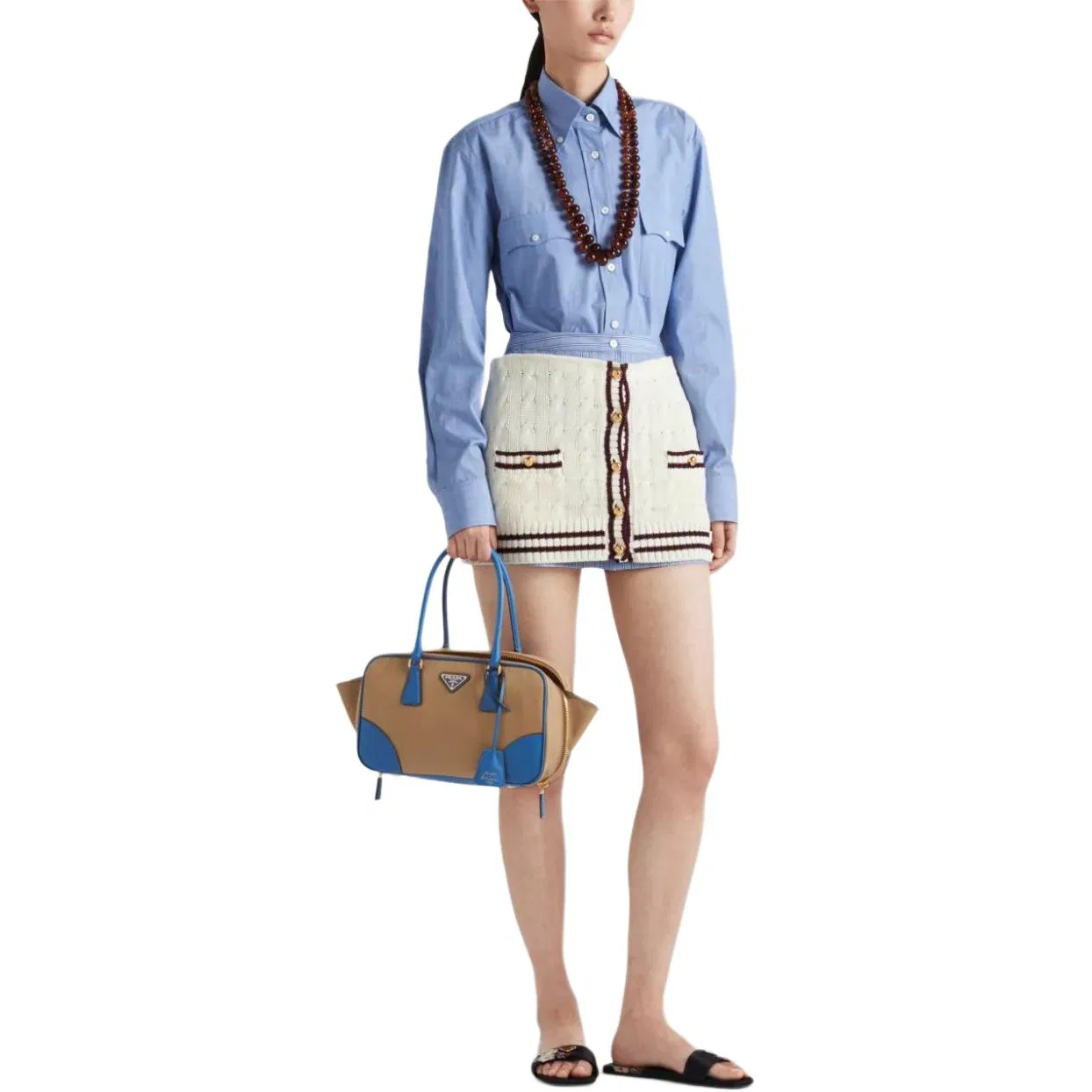 Женская юбка Casual Short Skirts PRADA, Beige — фото 4