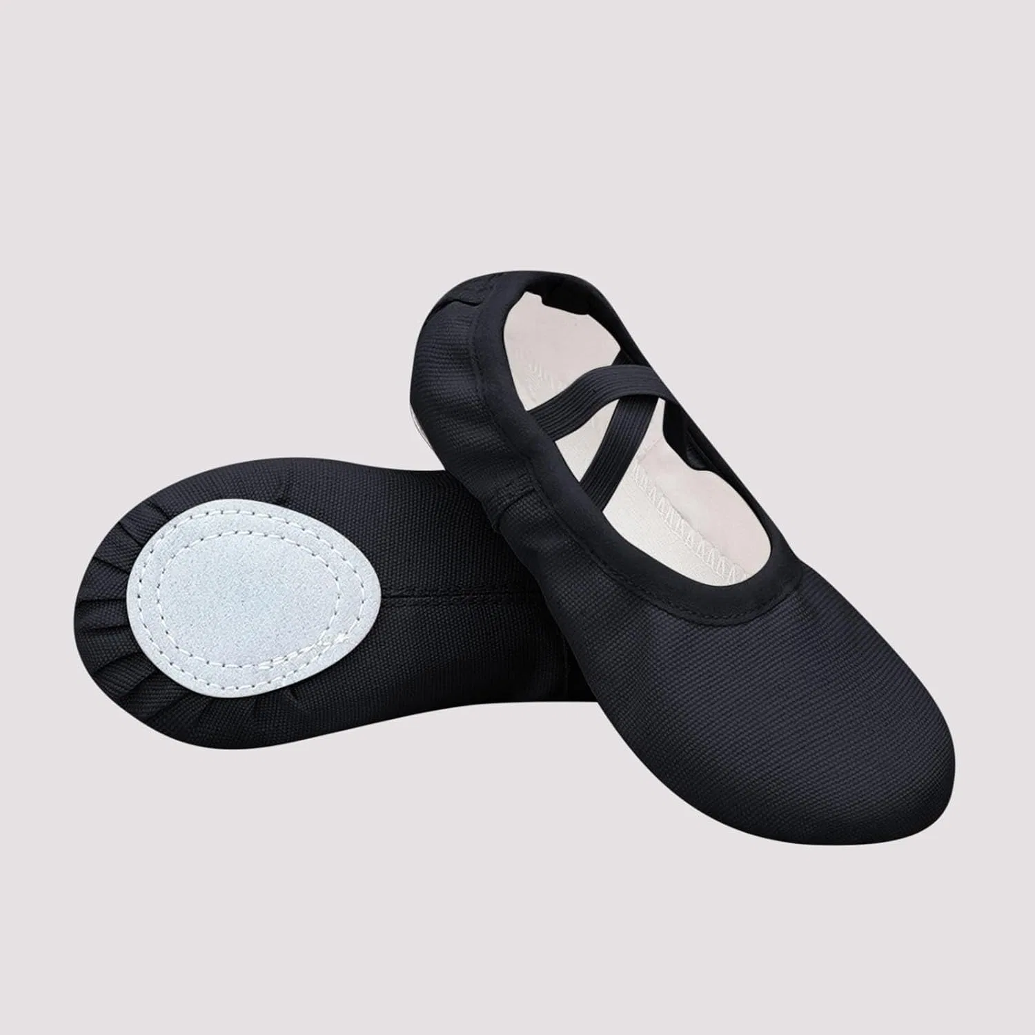 Детские балетки для девочек с мягкой подошвой Canvas Ballet Shoes, Black — фото 2