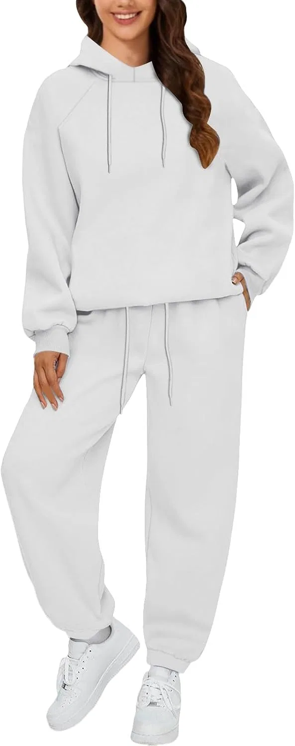 Женский комплект из худи и спортивных штанов с принтом, White-1 — фото 2