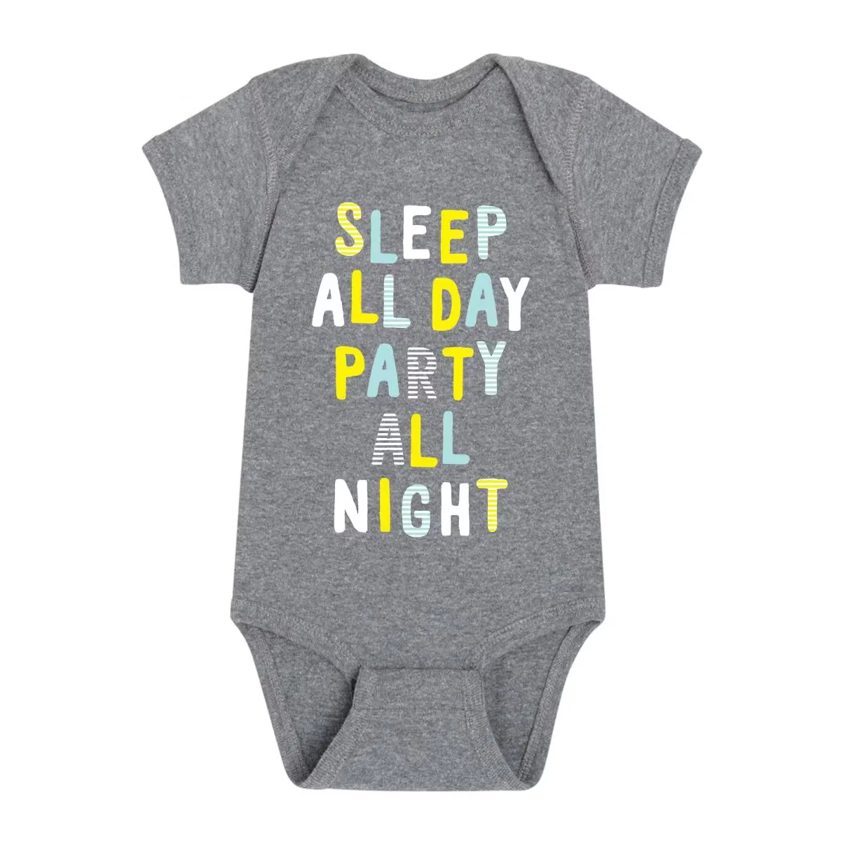 Боди-комбинезон с принтом Sleep All Day Party All Night Instant Message, Athletic Heather