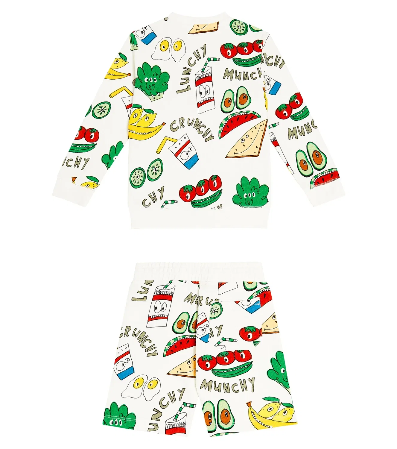Комплект спортивного костюма из хлопкового флиса с принтом Stella Mccartney Kids, белый — фото 4