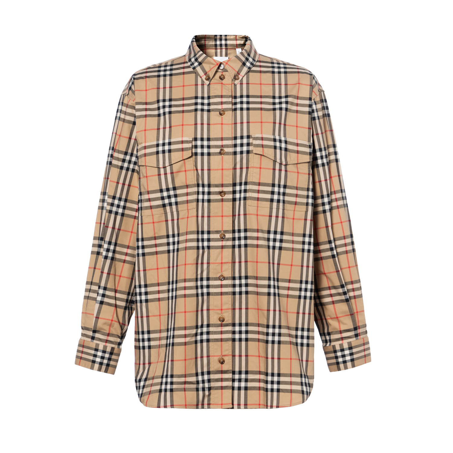 Рубашка Burberry, хлопок, оверсайз, бежевый