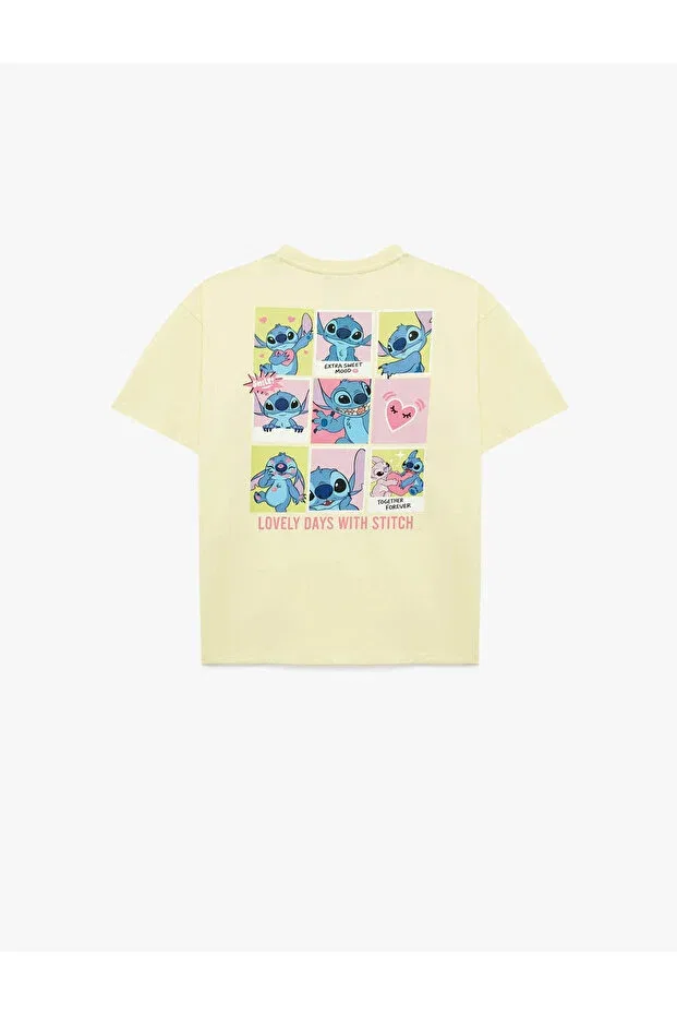 Детская футболка для девочек с принтом Stitch printed Koton, Yellow — фото 2