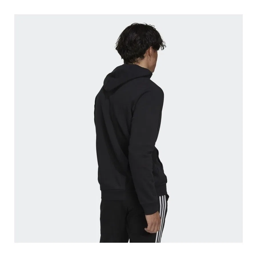 Мужской свитшот с капюшоном и принтом Essentials Fleece adidas, Черный — фото 2