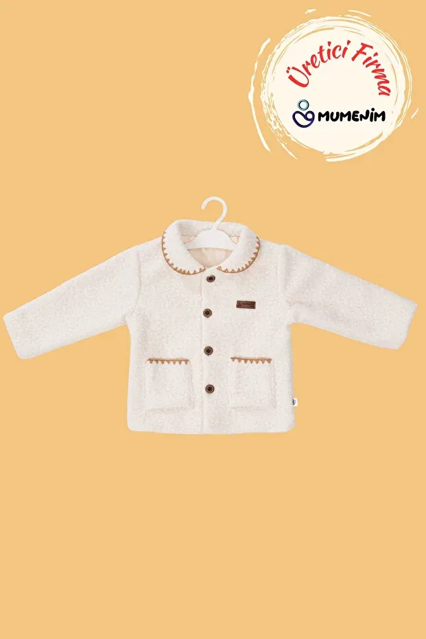 Детское зимнее пальто для девочек из плюша Mumenim, Beige — фото 3