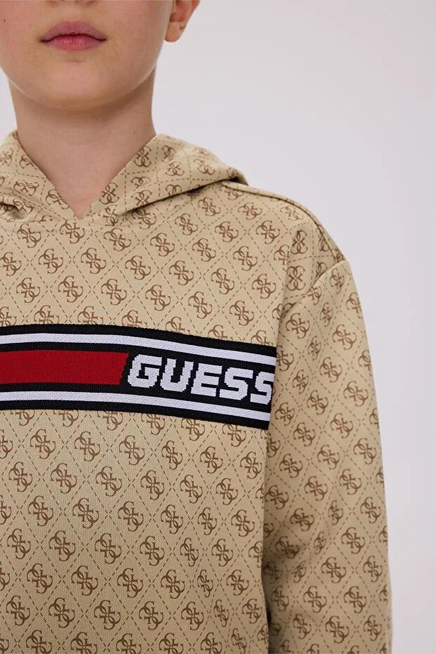 Детское для мальчиков свитшот с принтом Guess, Beige — фото 3