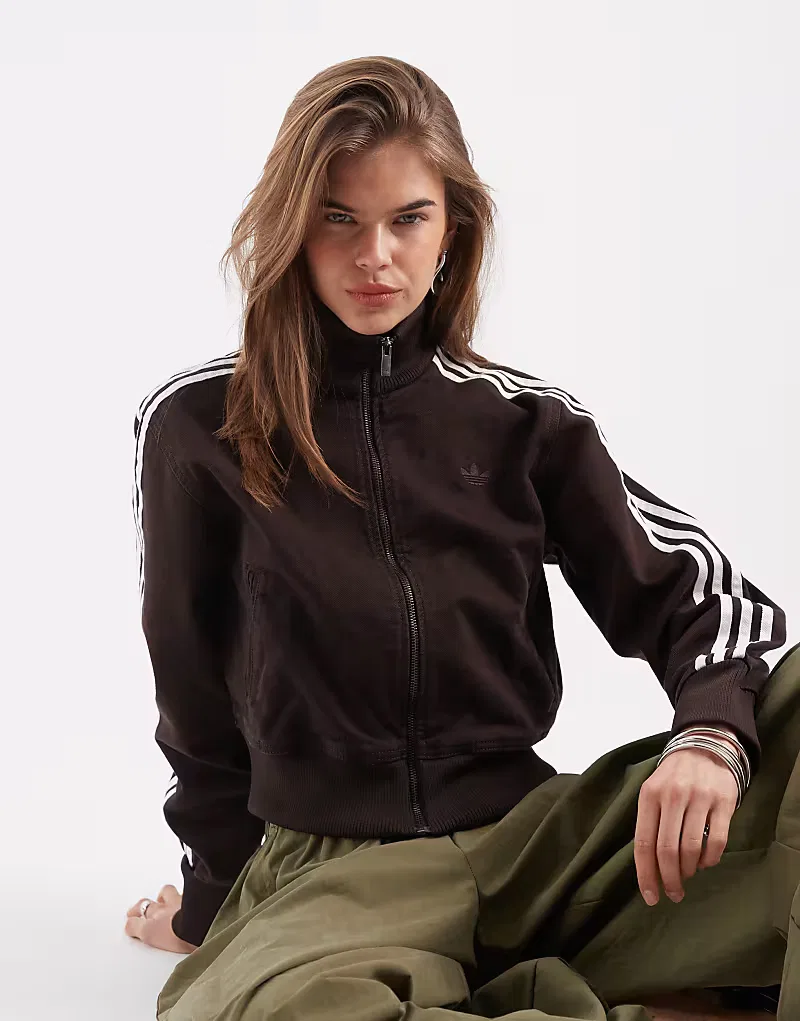 Джинсовая спортивная куртка Adidas Originals Firebird, коричневый