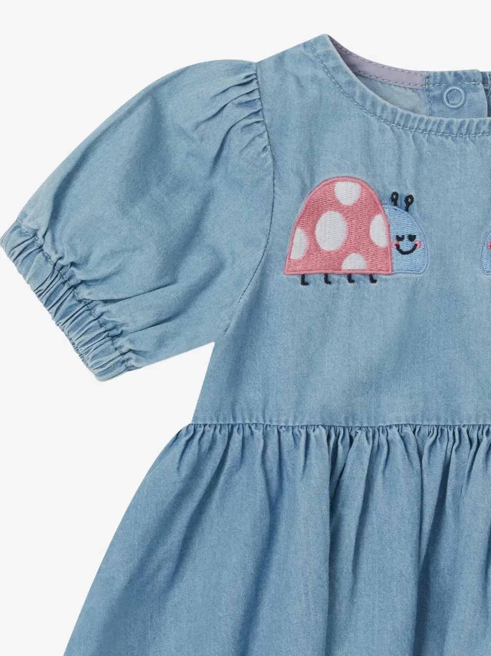 Платье с объемными рукавами и вышивкой Stella McCartney Kids, синий — фото 3