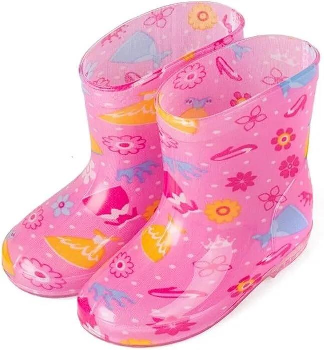 Детские сапоги для девочек и мальчиков с мультяшным принтом Zonkacen, Pink Dresses
