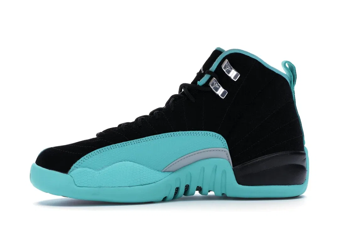 Детские кроссовки Lifestyle с принтом Jordan 12 Retro, Black/Metallic Silver-Hyper Jade — фото 3