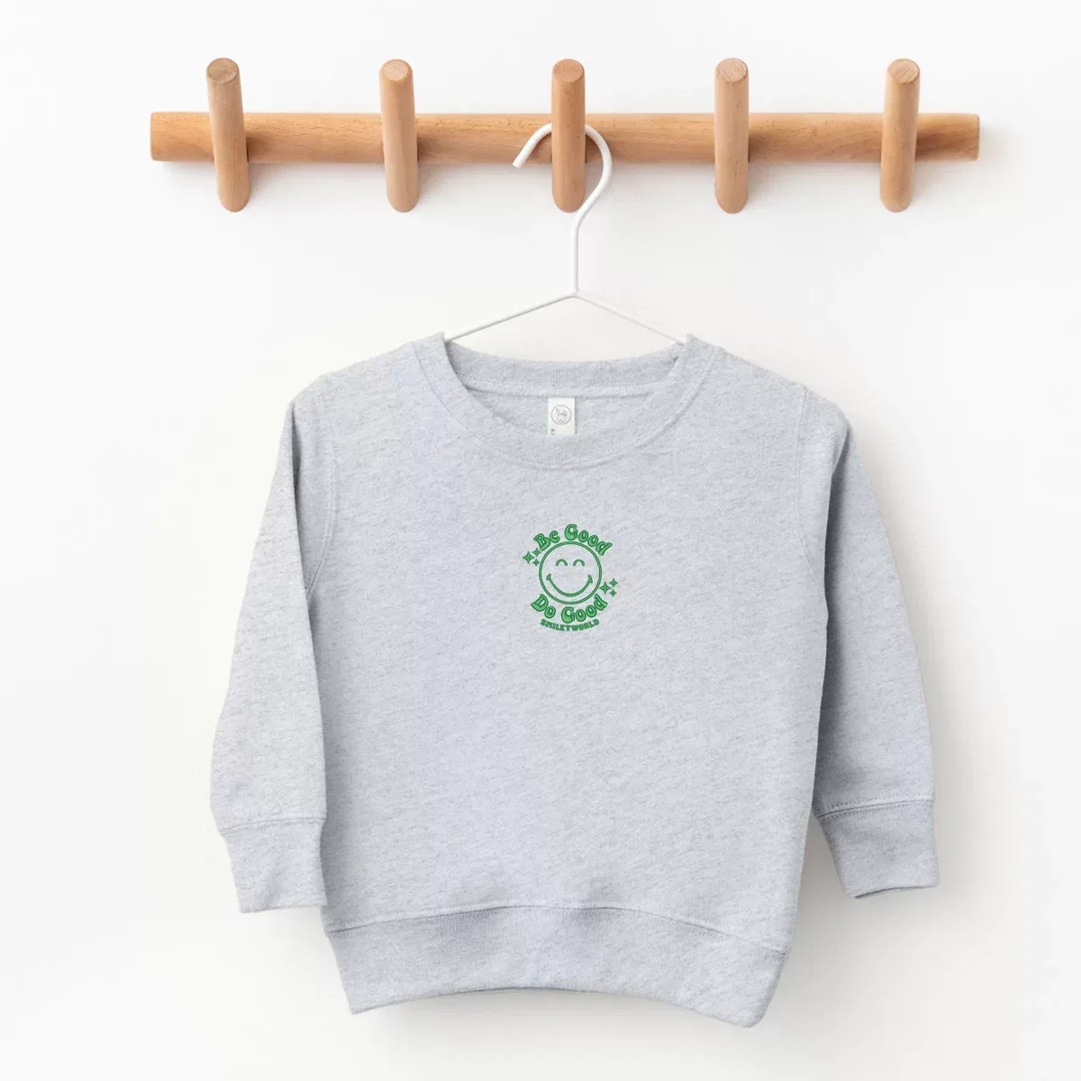 Детский свитшот для девочек с вышивкой Be Good Do Good The Juniper Shop, Heather Grey