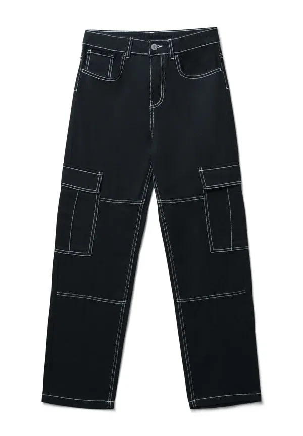 Брюки из хлопка Wide leg cargo trousers Terranova, черный — фото 4
