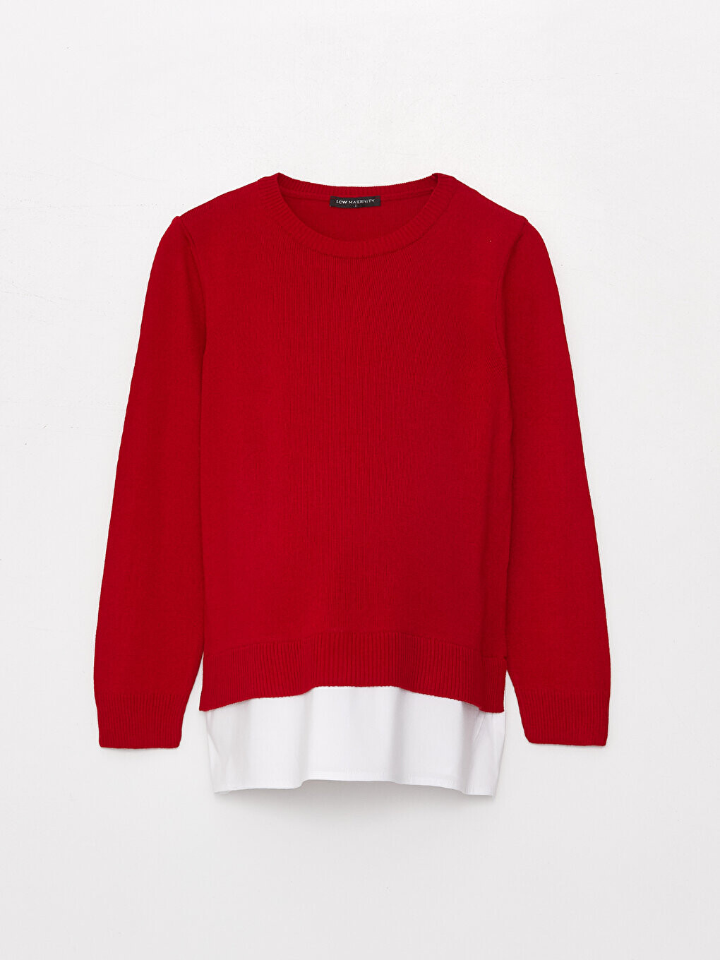 

Простая трикотажная туника для беременных с круглым вырезом и длинными рукавами LCWAIKIKI Maternity, красный