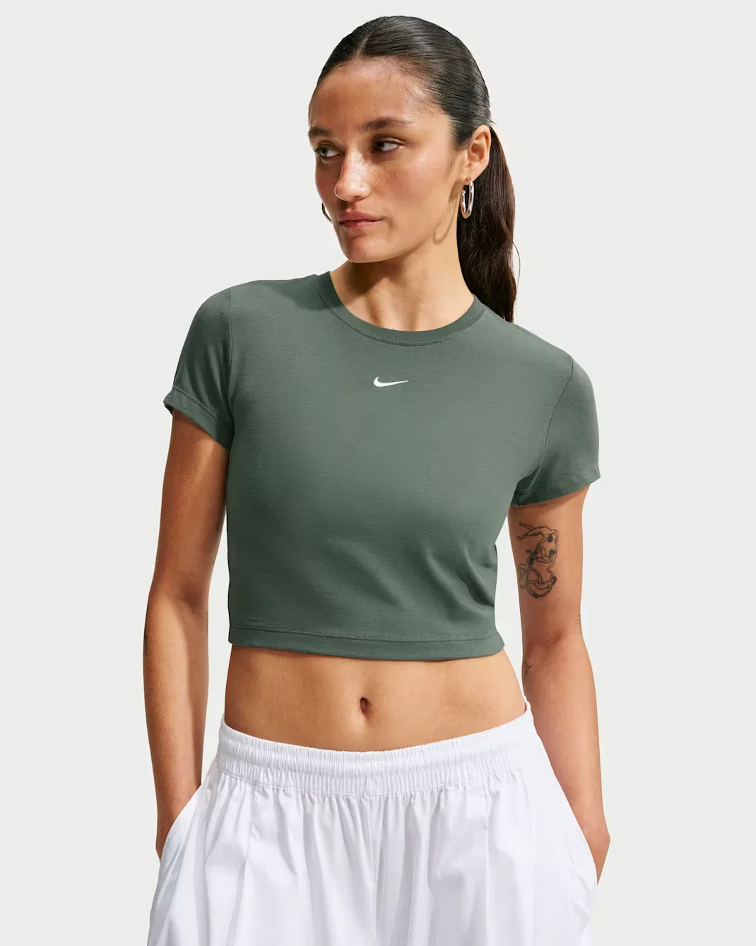 Женская укороченная футболка Nike Sportswear Chill Knit, Camo Green