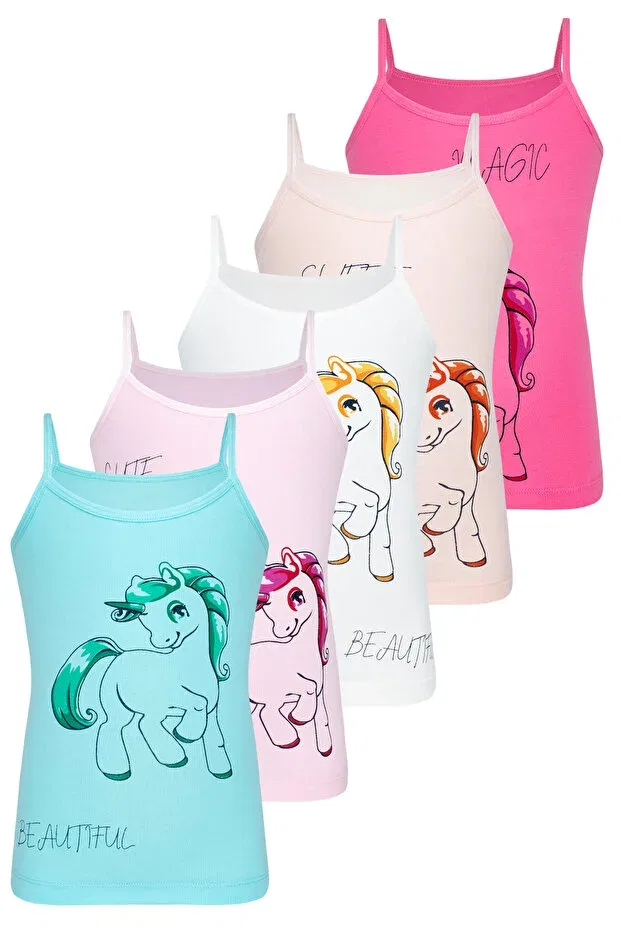 Детский топ для девочек с принтом Unicorn 5 Pack Biyokids, Multicolor