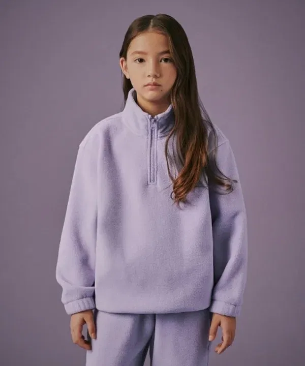 Флисовая кофта полузамок оверсайз, Musinsa Standard Kids, лавандовый