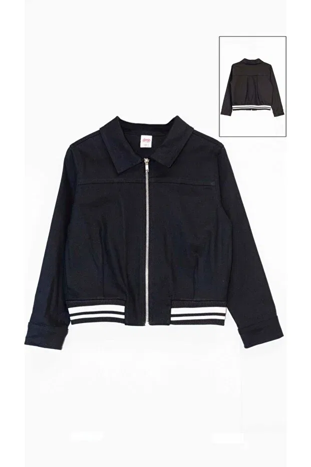 Однотонная габардиновая куртка для девочек с эластичным поясом Wakawakakidsstore — фото 4