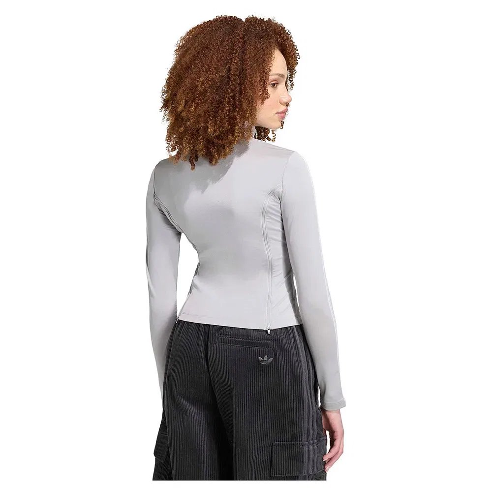 Женская футболка с длинным рукавом и молнией Adidas Originals Mia Marquez Zipped, Grey — фото 2