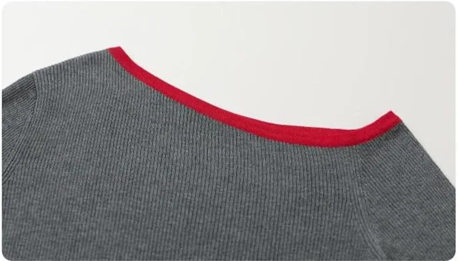 Женский пуловер оверсайз с вырезом горловины Generic, Gray — фото 3