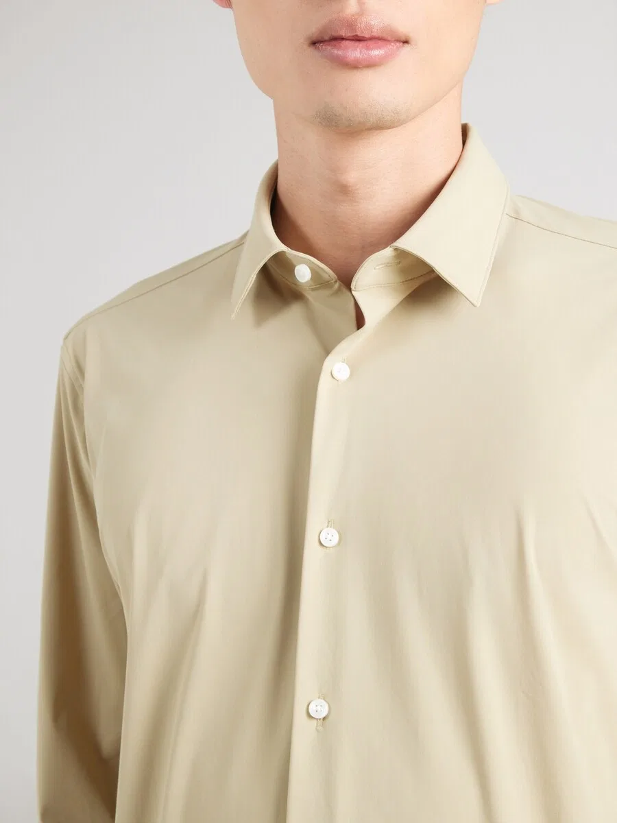 Рубашка BOSS Slim fit Button Up Shirt 'Hank' бежевого цвета — фото 3
