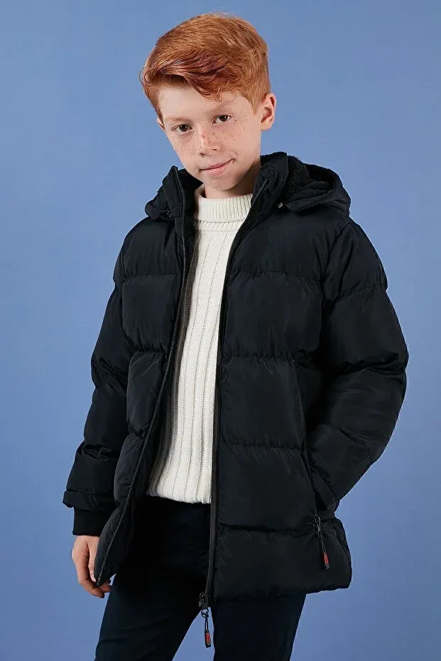 Детский пуховик для девочек с капюшоном Lela, Navy Blue — фото 4