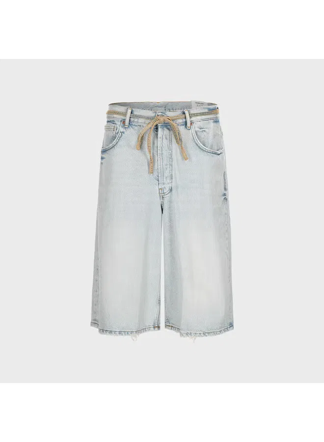 Шорты-бермуды джинсовые с потертостями Zara, голубой — фото 2