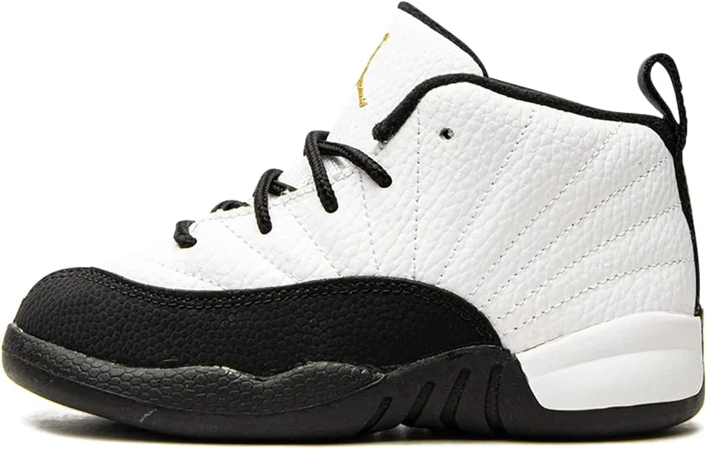 Детские кроссовки для мальчиков Jordan 12 Retro Nike, White/Metallic Gold-Black