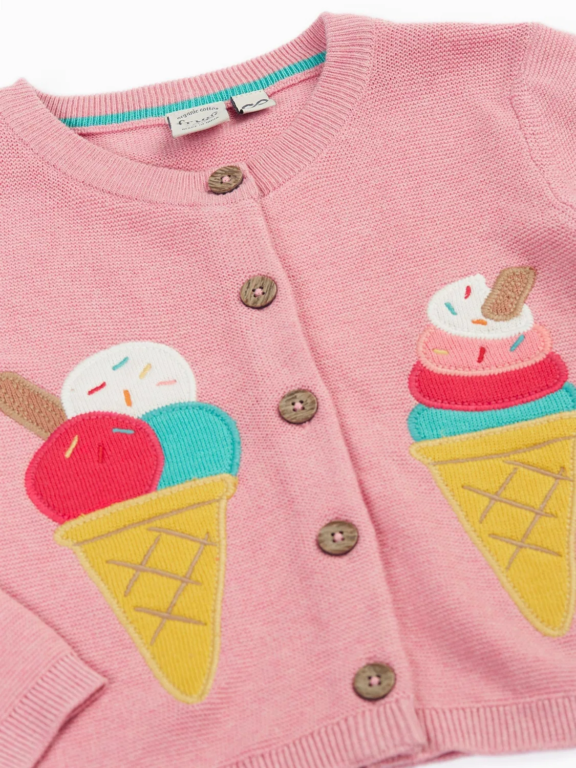 Кардиган вязаный с аппликацией Rosa Frugi, розовый — фото 3