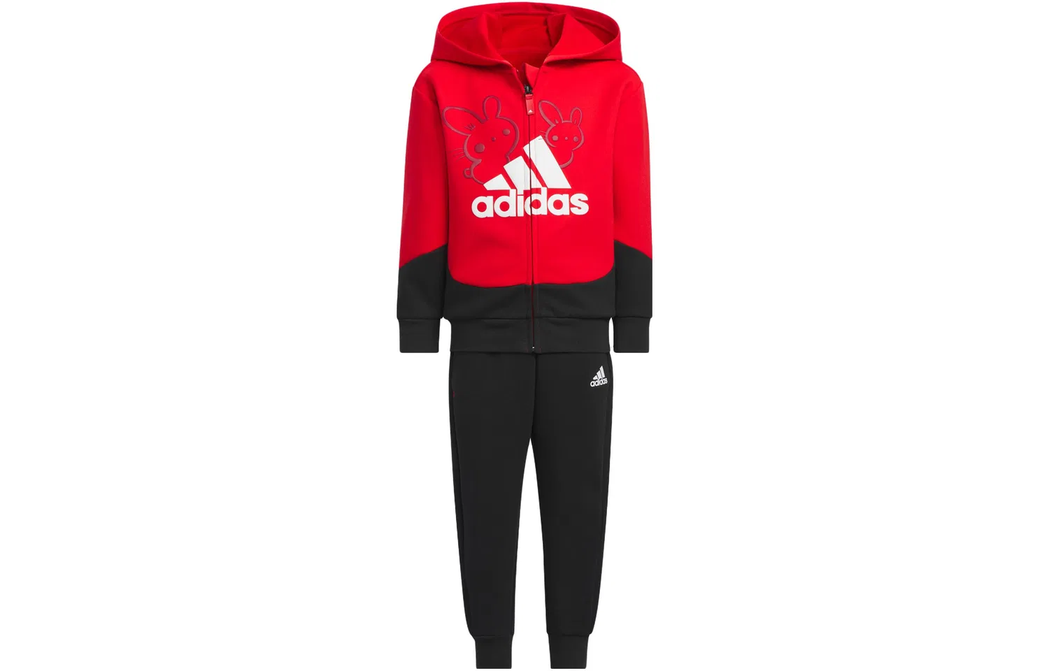 Детский комплект спортивной одежды с капюшоном Adidas, Red+Black