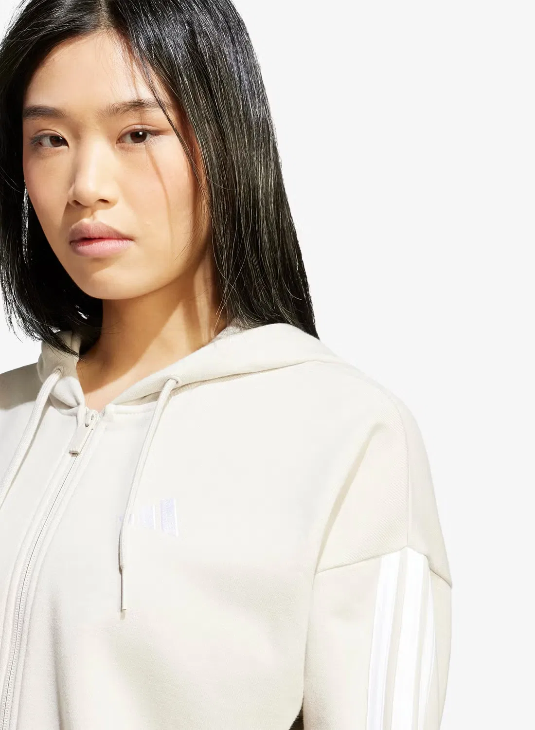 Худи с капюшоном на молнии 3-Stripes Adidas, белый — фото 3