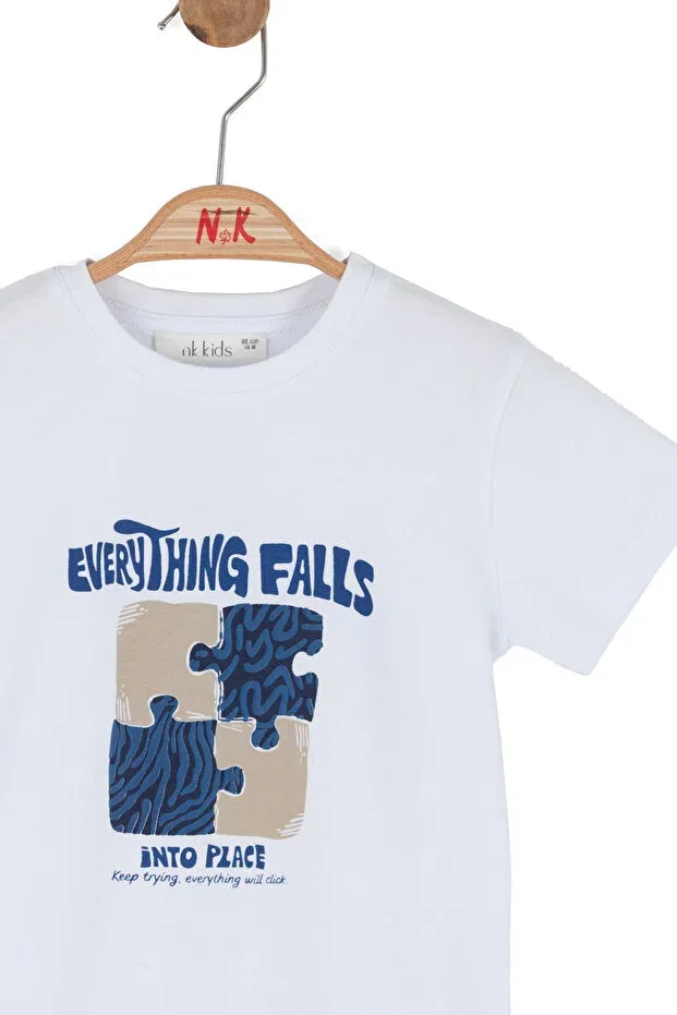 Детская футболка с принтом Puzzle T-Shirt Nk Tekstil, White — фото 3