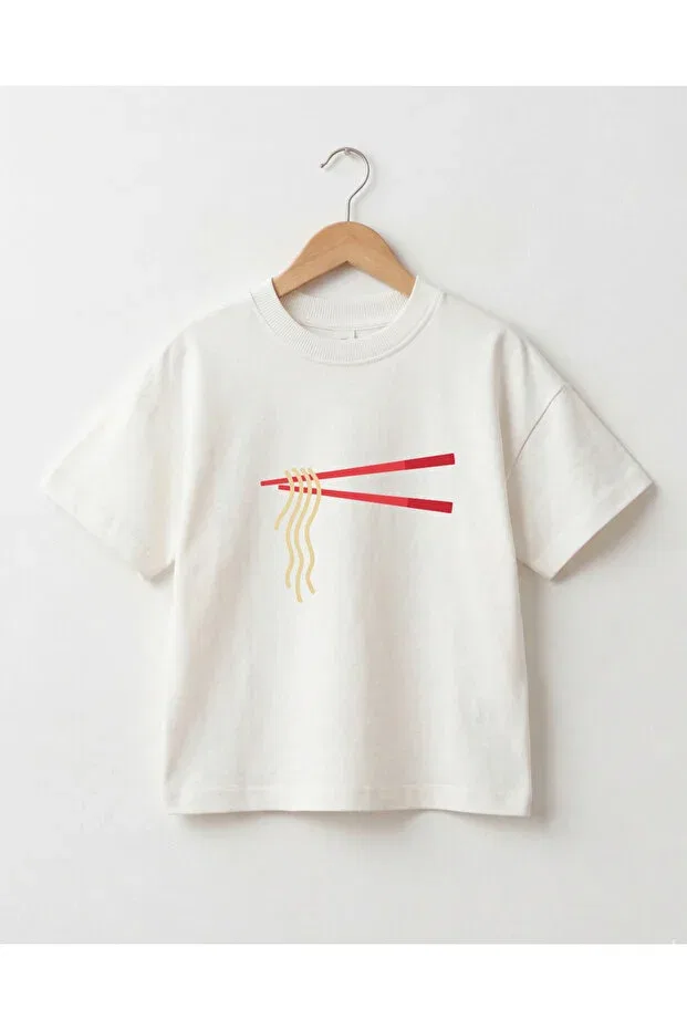 Детская футболка оверсайз с принтом Ramen Noodle Printed Babytex, Ecru — фото 2