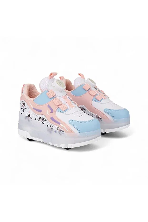Детские кроссовки для девочек с принтом Lighted roller skating shoes Le Style De Marie, Powder — фото 4
