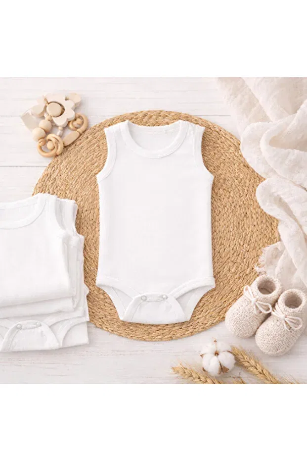 Детское боди-атлет с застежкой на кнопки 5 шт Novibaby, White — фото 4