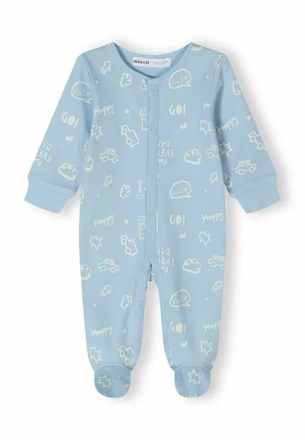 Комплект из 4 боди с длинным рукавом 100% хлопок Sleep Suit Minoti, Light Blue Beige, светло-голубой/бежевый — фото 4