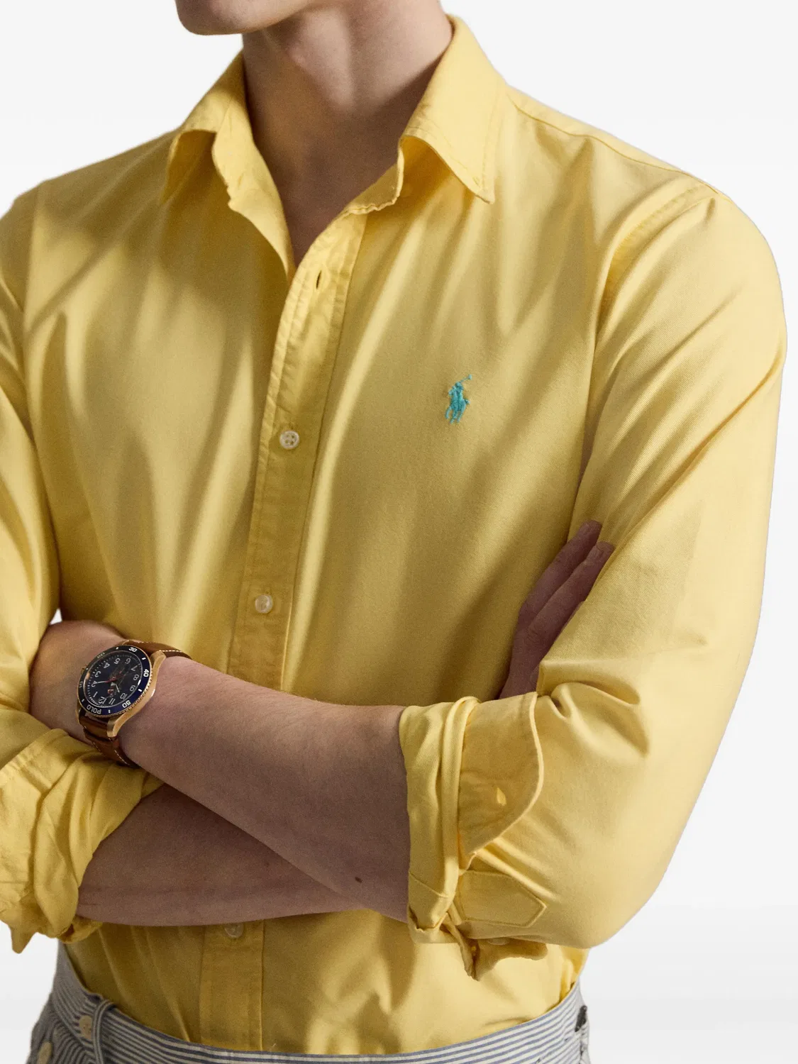 Рубашка с кнопками и вышивкой Pony Polo Ralph Lauren, желтый — фото 2