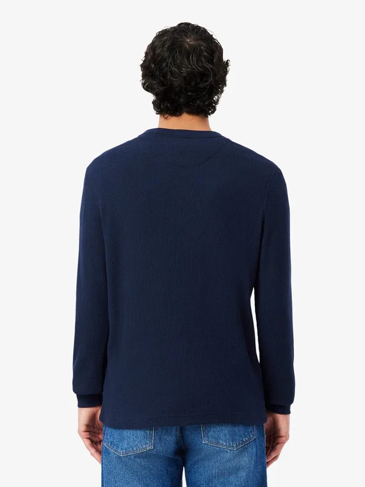 Футболка с длинным рукавом вафельная LACOSTE, Navy — фото 3