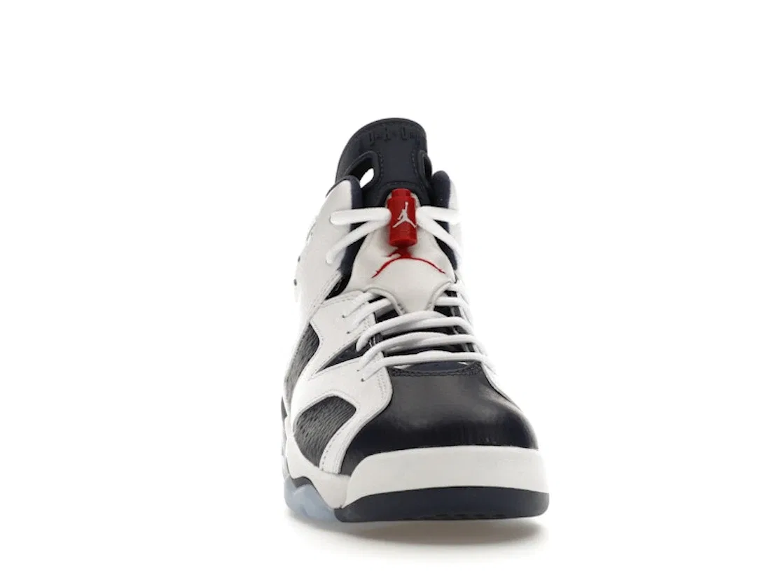 Детские кроссовки с высоким берцем Jordan 6 Retro Olympic (2024) (GS) Jordan, White/Varsity Red/Midnight Navy — фото 2
