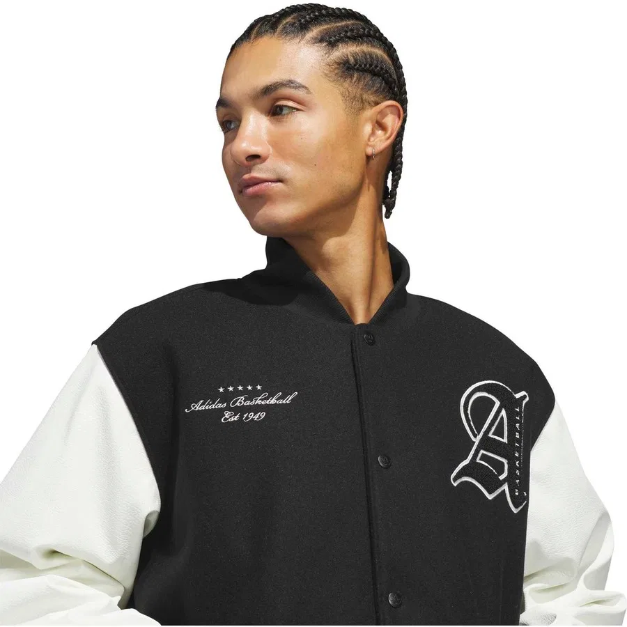 Мужская спортивная куртка-олимпийка Varisty Jkt KA9352 adidas, Черный — фото 3
