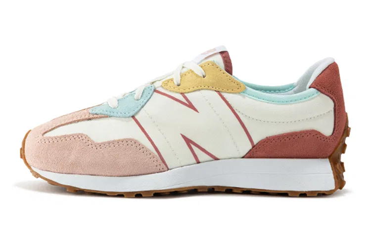 Детские кроссовки для девочек с замшевым верхом New Balance 327, White Oyster Pink Gum