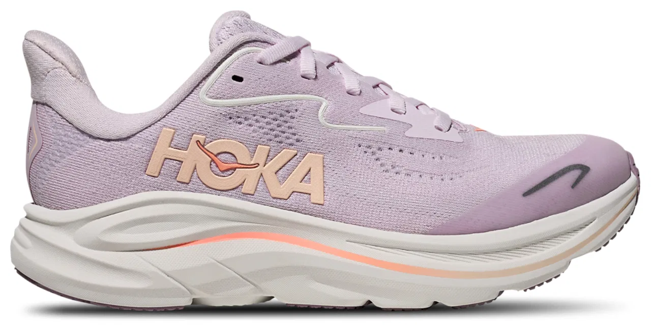 Кроссовки для девочек Clifton 10 HOKA, цвет Lilac Cream/Tangerine Glow