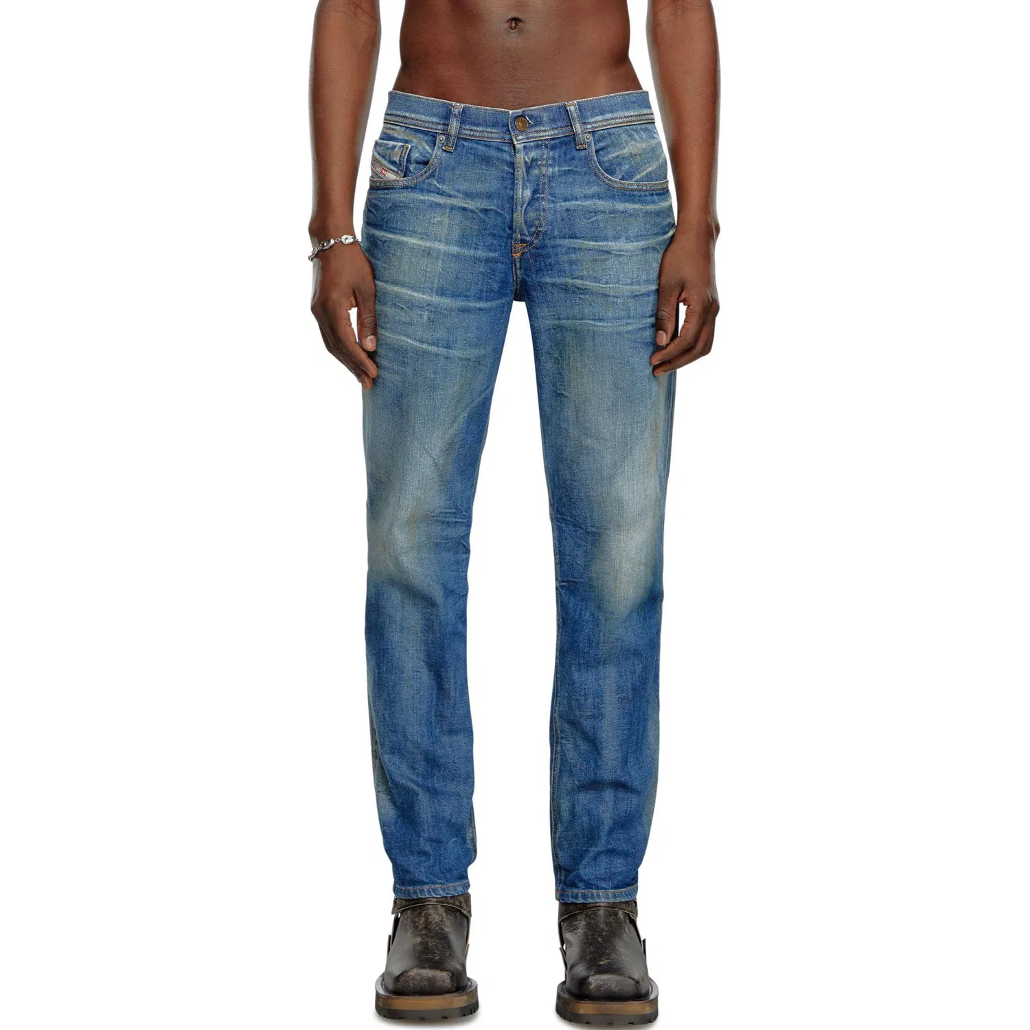 Мужские джинсы зауженные D Finitive Tapered Jeans DIESEL, Medium Blue — фото 4