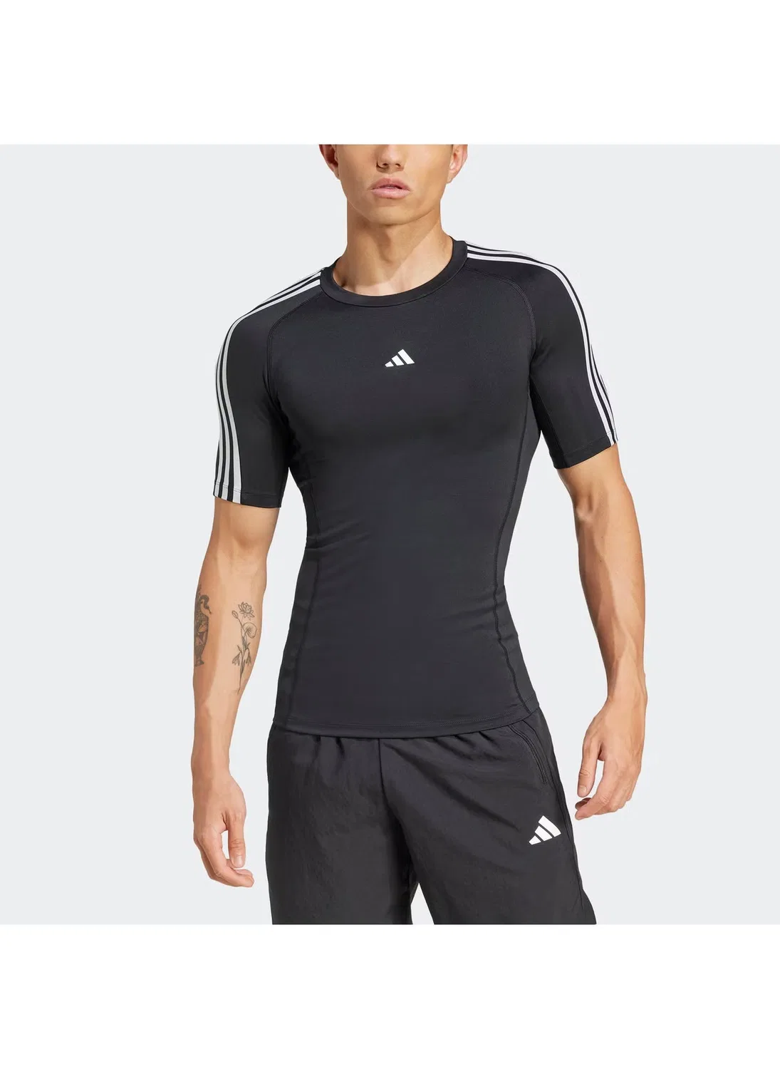 Футболка компрессионная с логотипом Techfit compression Adidas, черный — фото 3
