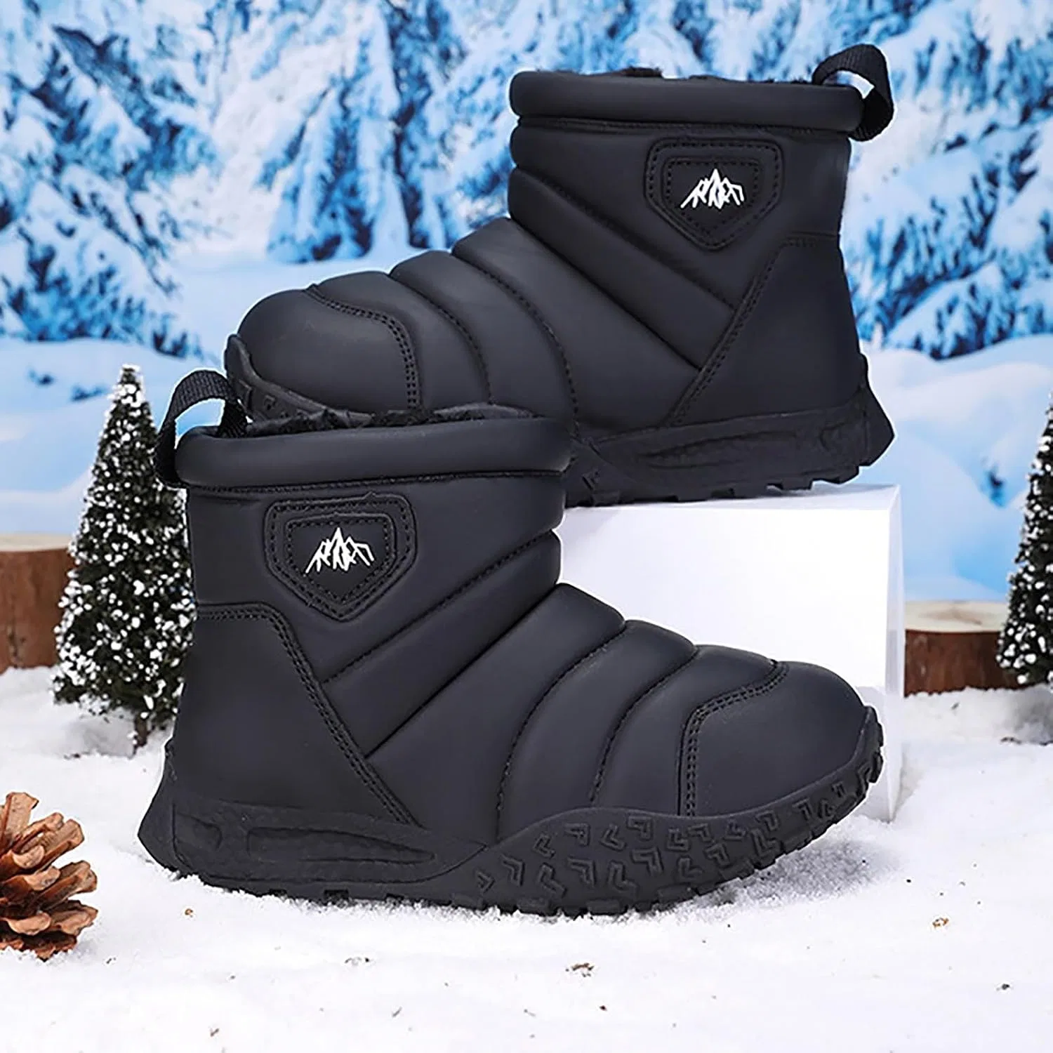 Детские зимние ботинки для девочек с флисовой подкладкой Snow Boots, Black — фото 3