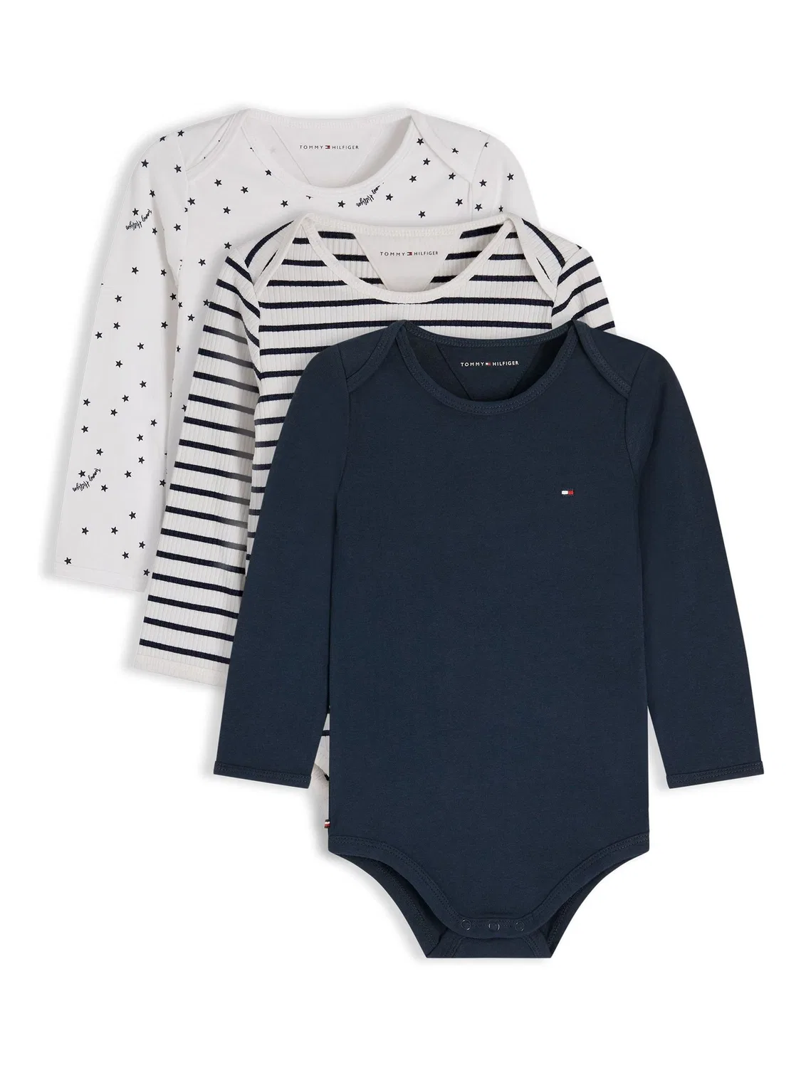 Боди с длинным рукавом 3-Pack Essential Tommy Hilfiger, синий