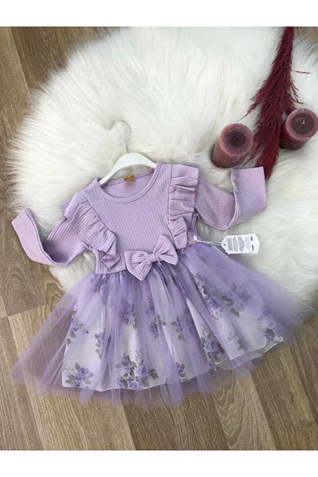 Детское платье для девочек с принтом Elegant Retro Women, Purple — фото 3
