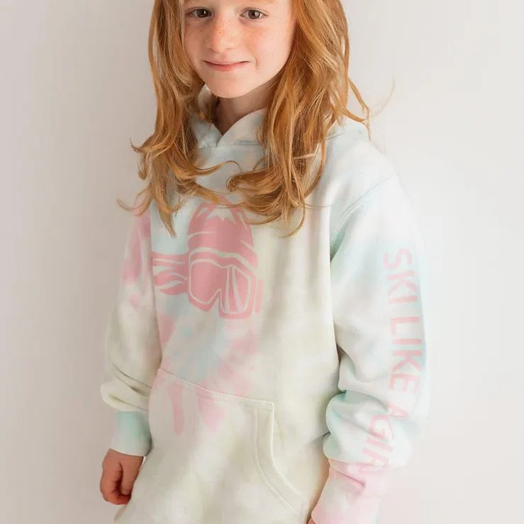 Худи с принтом Tie-Dye Pink Ski Like A Girl — фото 2
