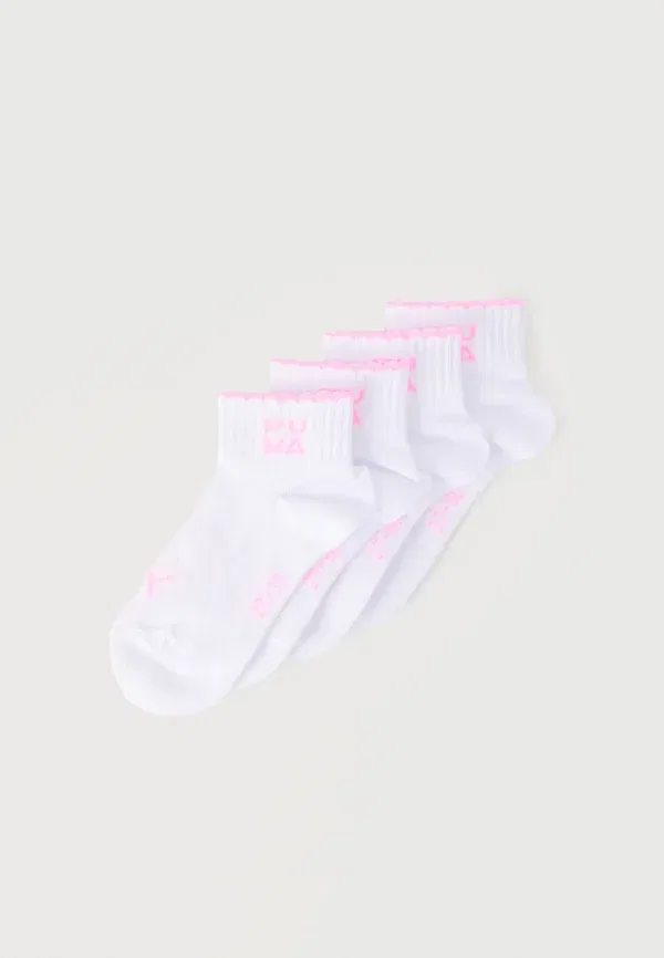 Носки из хлопка Square kid logo quarter unisex 4 pack Puma, белый/розовый