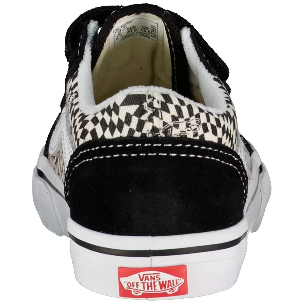Детские кроссовки для девочек с липучками Old Skool V Vans, Black — фото 4